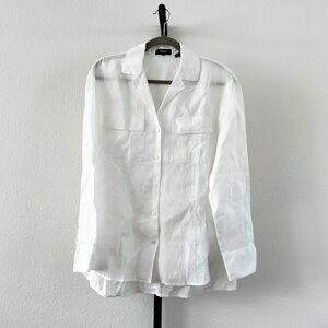 Theory Notched Collar 100% Linen Button Front Shirt, Size M, New without Tag